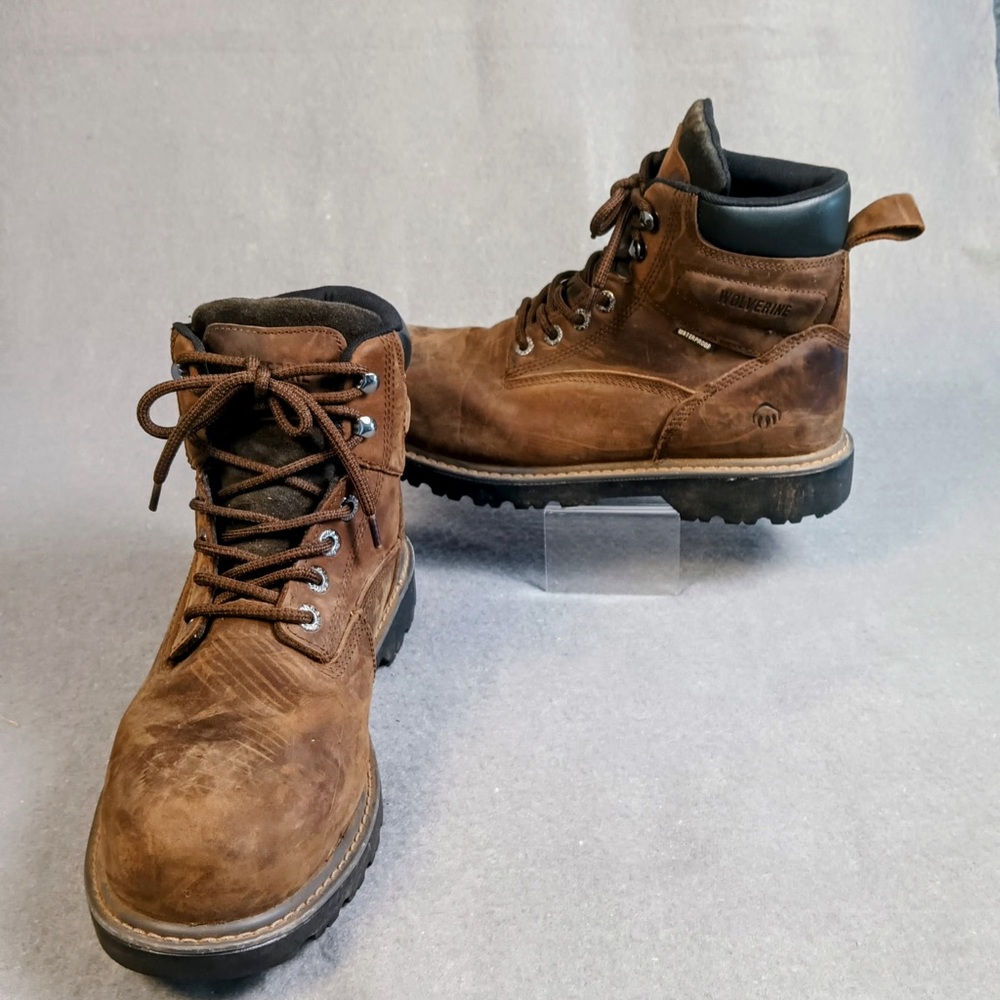 Wolverine Men's Brown Leather Steel Toed Work Boots - Picture 8 of 11